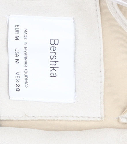 Bershka Women Beige Trench Coat Belted Mid-Length Size 12