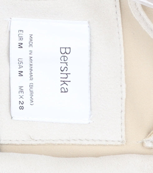 Bershka Women Beige Trench Coat Belted Mid-Length Size 12