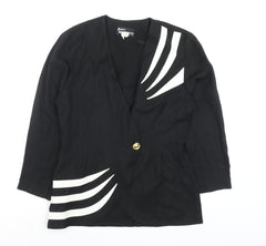 Jason Matthews Women's Black 80s Colourblock Blouse M V-Neck Rayon