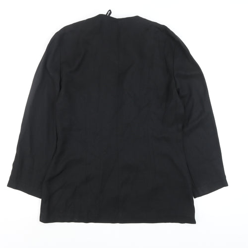 Jason Matthews Women's Black 80s Colourblock Blouse M V-Neck Rayon