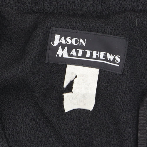 Jason Matthews Women's Black 80s Colourblock Blouse M V-Neck Rayon