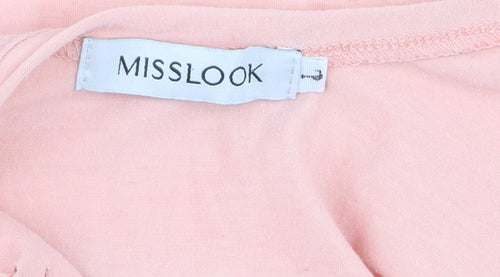 MISSLOOK Womens Pink V-Neck Distressed Tank Top Size S