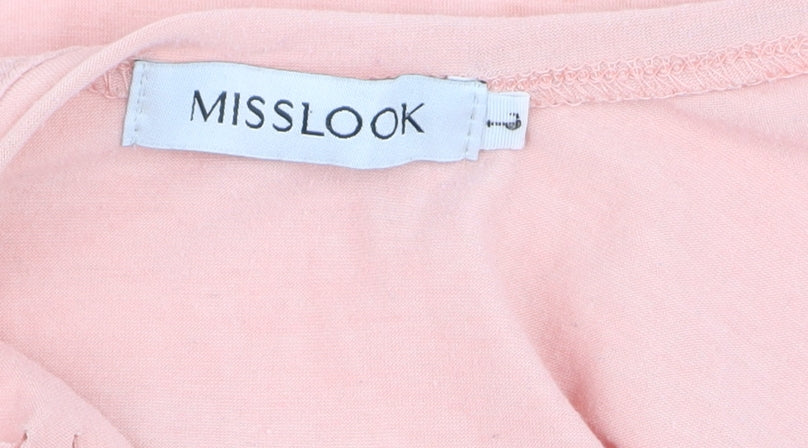 MISSLOOK Womens Pink V-Neck Distressed Tank Top Size S