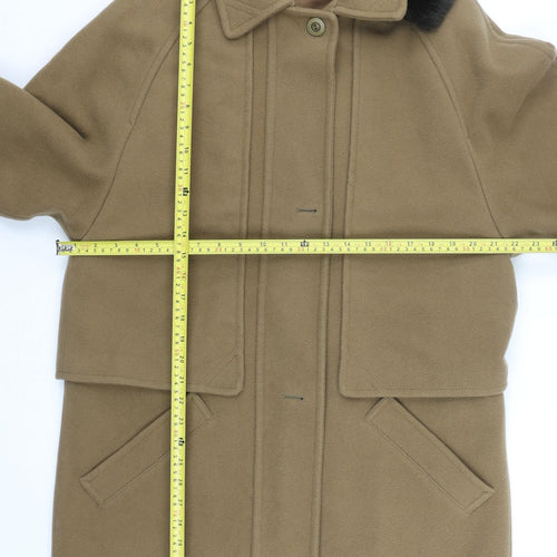Dannimac Men's Brown Wool Overcoat M Hooded Mid-Length Winter Coat