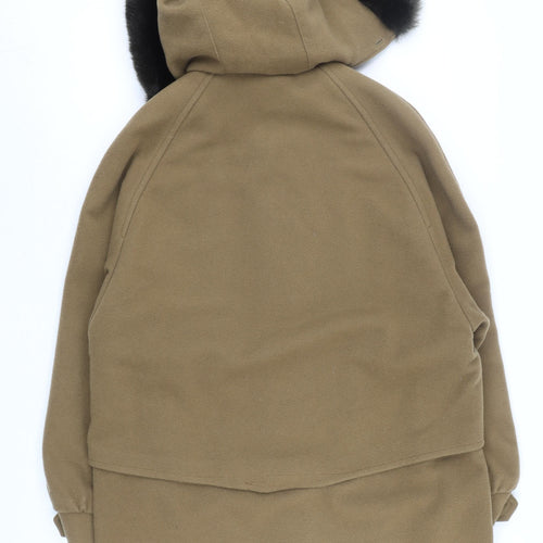 Dannimac Men's Brown Wool Overcoat M Hooded Mid-Length Winter Coat