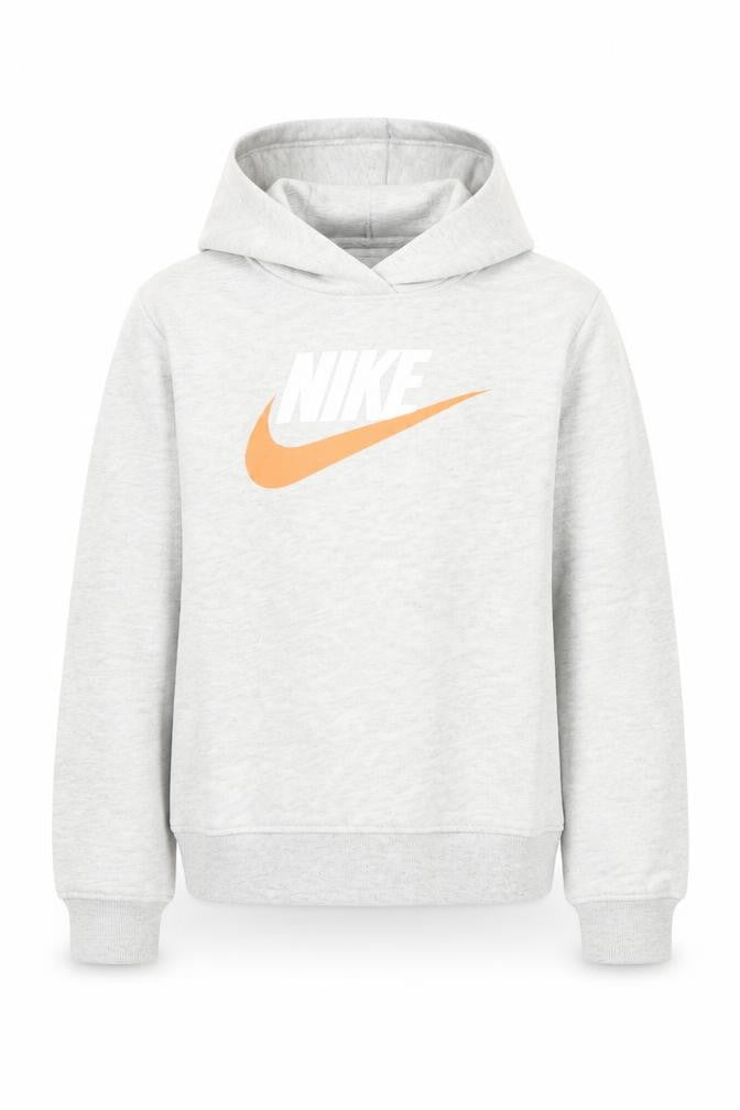 Front view of Nike boys’ grey pullover hoodie 5-6 years cotton blend athletic sweatshirt