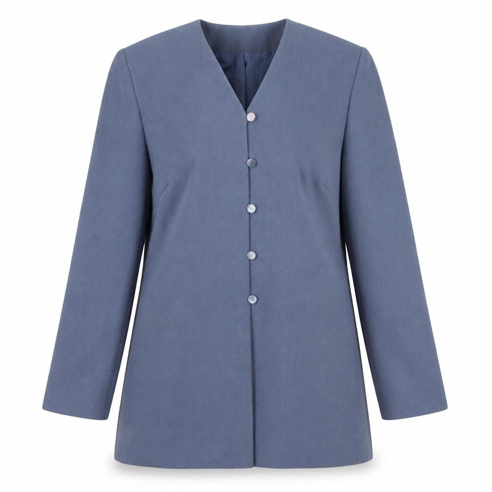 Front view of Marks & Spencer Women’s Blue, size UK 14, Petite Tailored Blazer Jacket