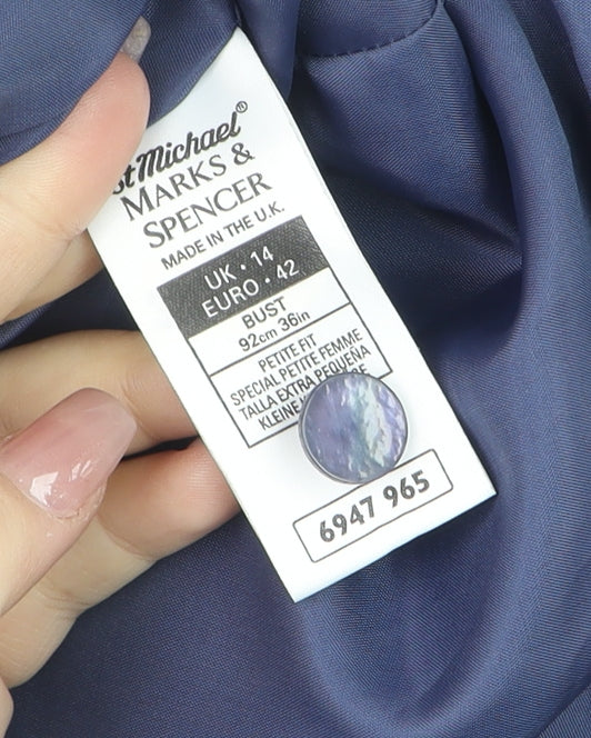 Marks and Spencer Women’s Blue Size 14 Petite Tailored Blazer Jacket