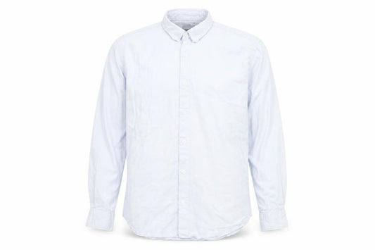 Front view of Marfinno Men's Light Blue Cotton Button-Up Long Sleeve Shirt L Relaxed Fit
