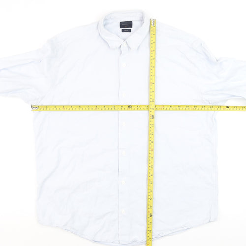 Marfinno Men's Light Blue Cotton Button-Up Long Sleeve Shirt L Relaxed Fit