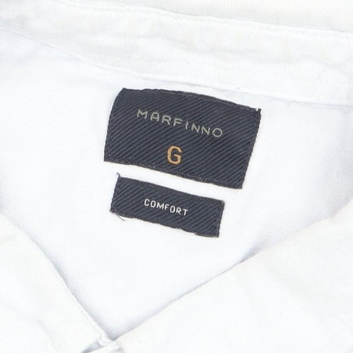 Marfinno Men's Light Blue Cotton Button-Up Long Sleeve Shirt L Relaxed Fit