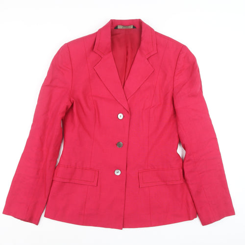 Laura Ashley Women's Pink Linen Blazer Size 10 Tailored Jacket