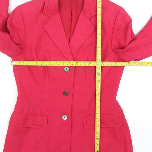 Laura Ashley Women's Pink Linen Blazer Size 10 Tailored Jacket