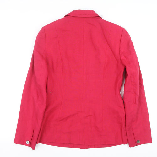 Laura Ashley Women's Pink Linen Blazer Size 10 Tailored Jacket