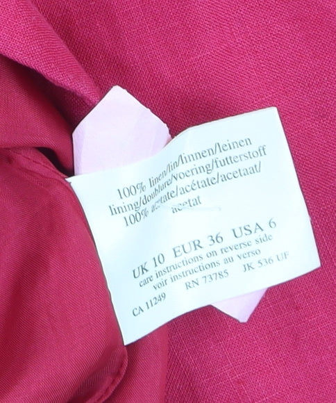 Laura Ashley Women's Pink Linen Blazer Size 10 Tailored Jacket