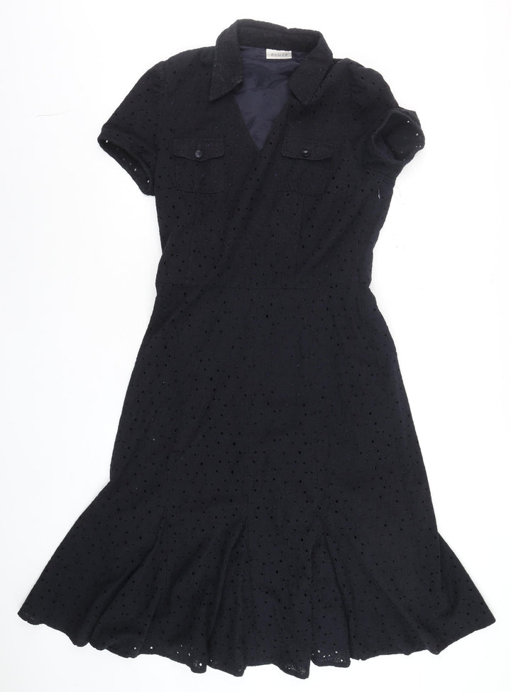 Basler Women Black Cotton Collared Shirt Dress Size 12