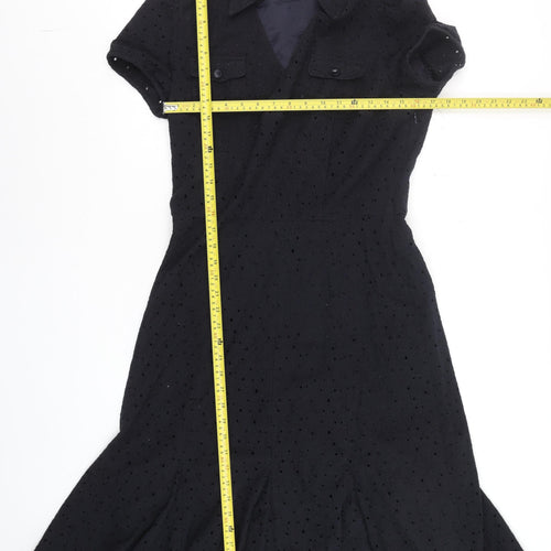 Basler Women Black Cotton Collared Shirt Dress Size 12