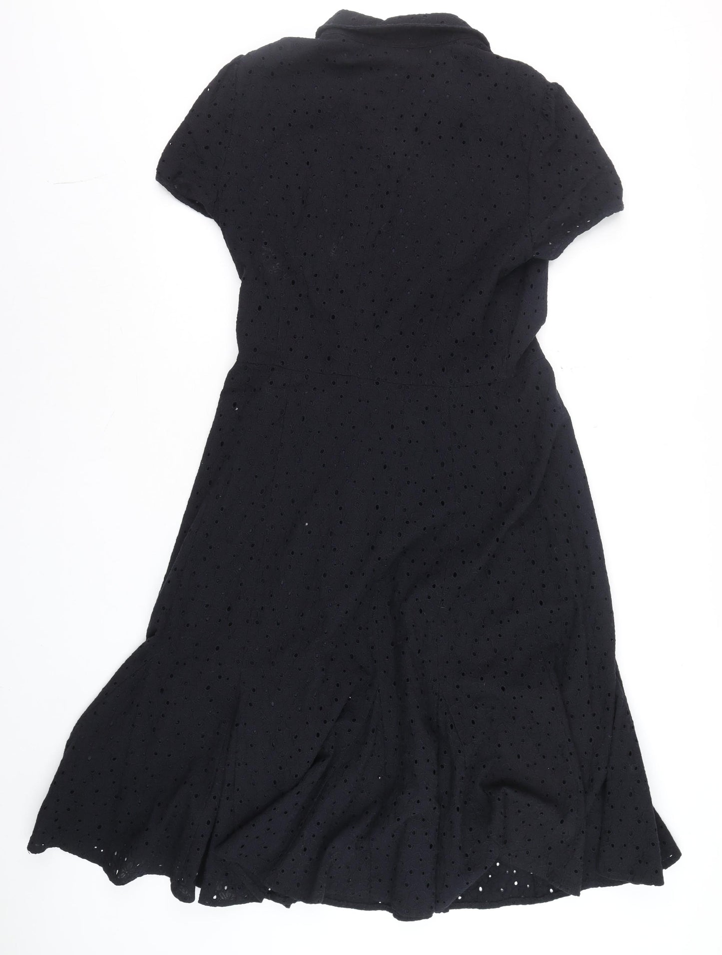 Basler Women Black Cotton Collared Shirt Dress Size 12