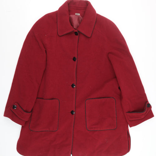 Momtex Womens Red Wool Blend Mid-Length Overcoat Size 18