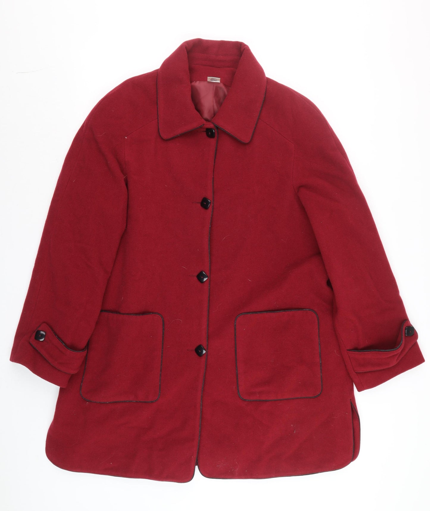 Momtex Womens Red Wool Blend Mid-Length Overcoat Size 18