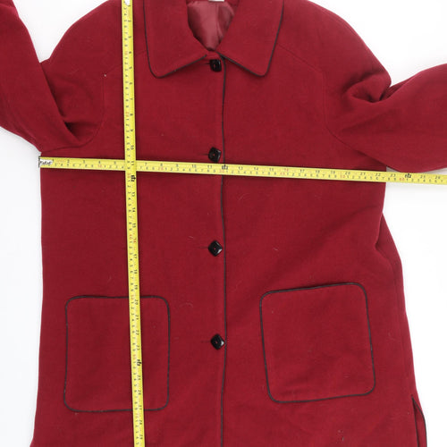 Momtex Womens Red Wool Blend Mid-Length Overcoat Size 18