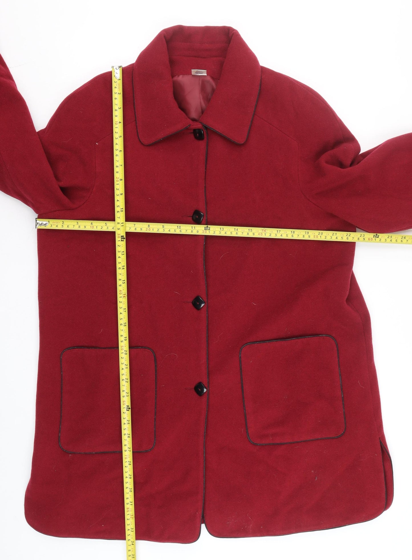 Momtex Womens Red Wool Blend Mid-Length Overcoat Size 18