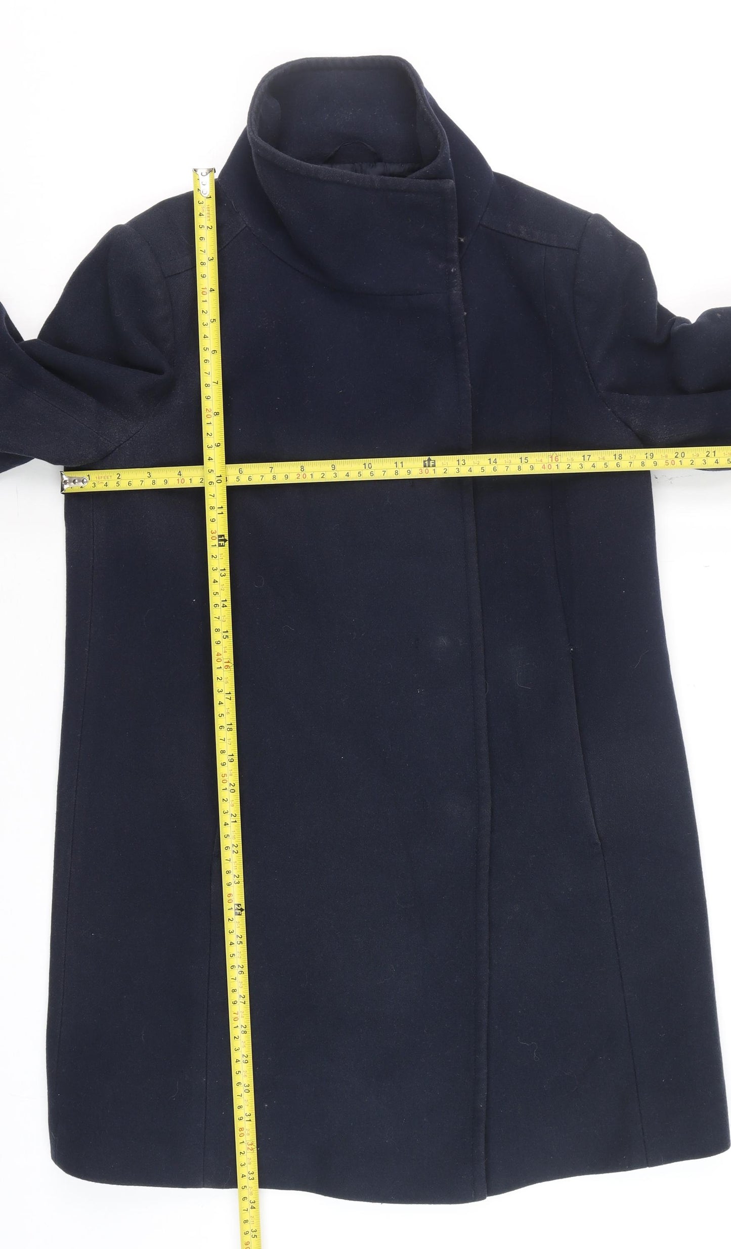 United Colors of Benetton Men's Blue Wool Overcoat Size 42 Regular