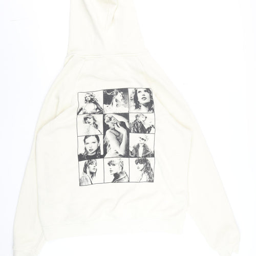 Taylor Swift Eras Tour Women's Beige Pullover Hoodie Size M Cotton Blend