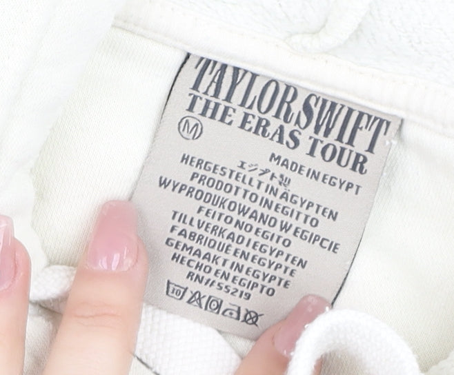 Taylor Swift Eras Tour Women's Beige Pullover Hoodie Size M Cotton Blend
