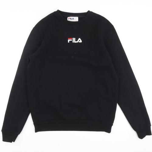 FILA Men's Black Crew Neck Logo Sweatshirt Size S Regular Fit