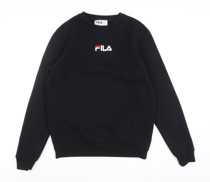 FILA Men's Black Crew Neck Logo Sweatshirt Size S Regular Fit