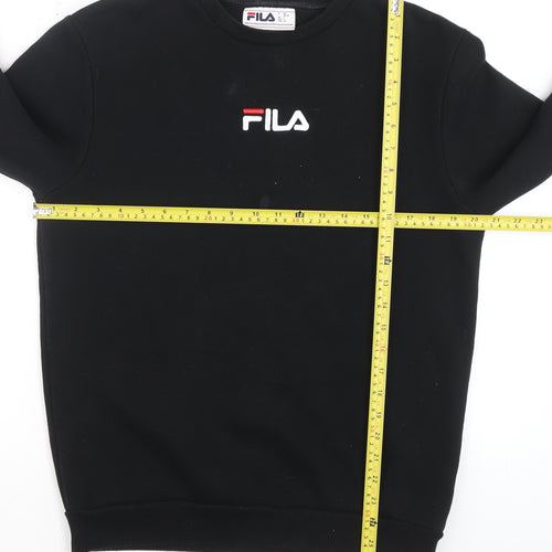 FILA Men's Black Crew Neck Logo Sweatshirt Size S Regular Fit