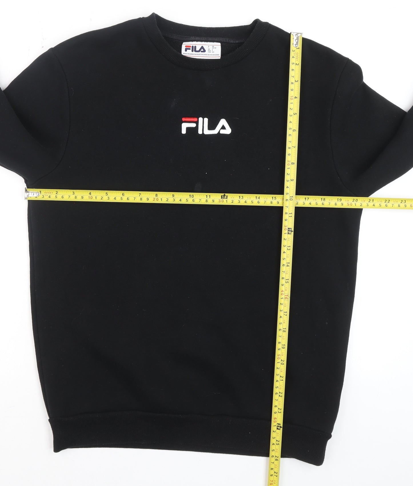 FILA Men's Black Crew Neck Logo Sweatshirt Size S Regular Fit