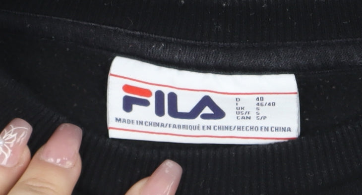 FILA Men's Black Crew Neck Logo Sweatshirt Size S Regular Fit