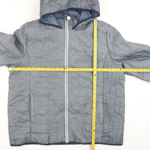 Nathalie Andersen Men’s Grey Hooded Puffer Jacket XL Polyester Lined Winter Coat