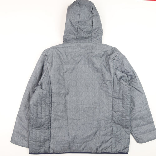 Nathalie Andersen Men’s Grey Hooded Puffer Jacket XL Polyester Lined Winter Coat