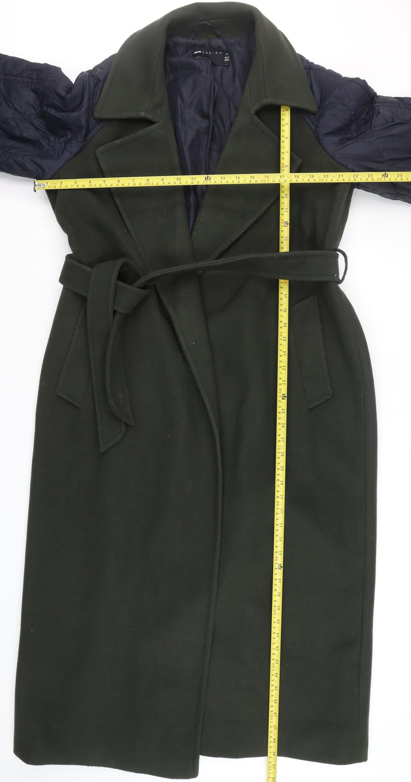 ASOS DESIGN Women's Green Long Belted Trench Coat Size 10 Tall