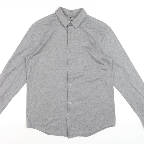 COS Men's Grey Button-Up Long Sleeve Cotton Shirt Size S