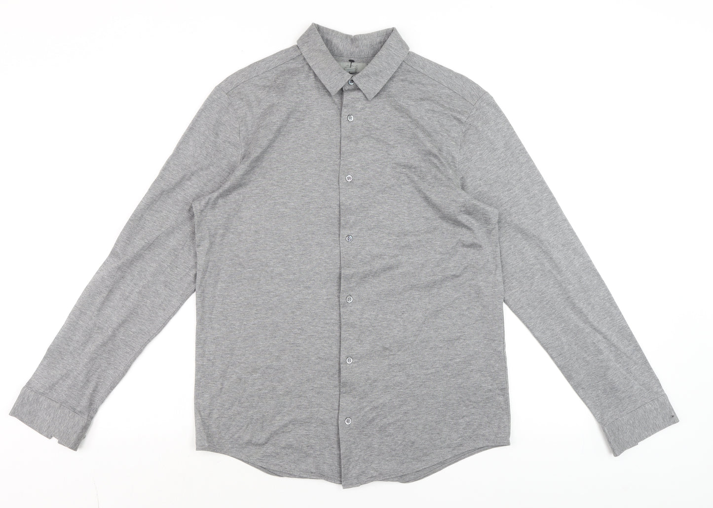 COS Men's Grey Button-Up Long Sleeve Cotton Shirt Size S