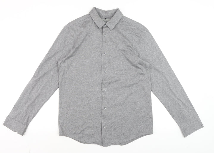 COS Men's Grey Button-Up Long Sleeve Cotton Shirt Size S