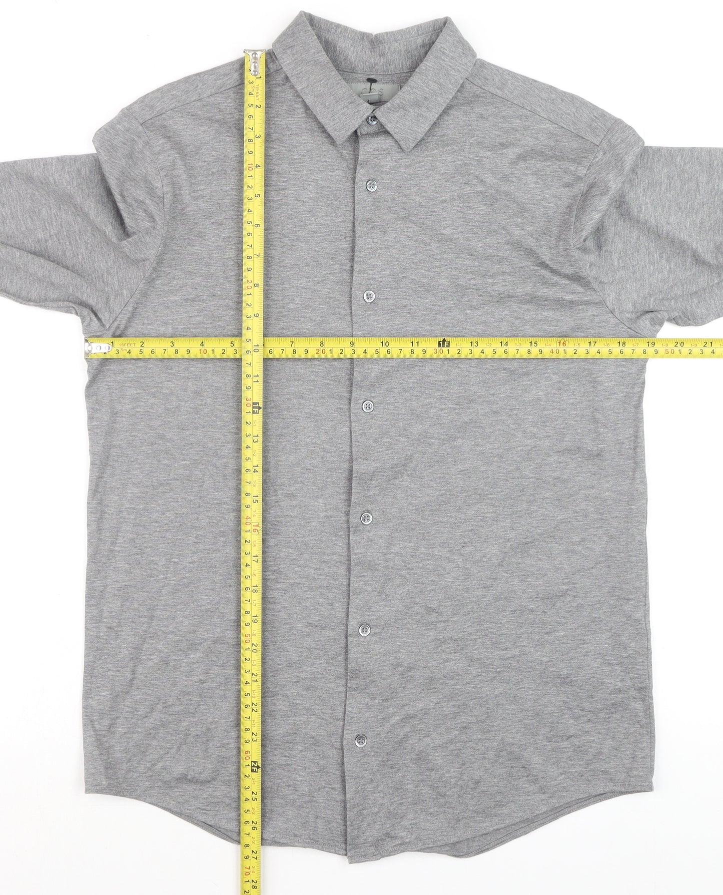 COS Men's Grey Button-Up Long Sleeve Cotton Shirt Size S