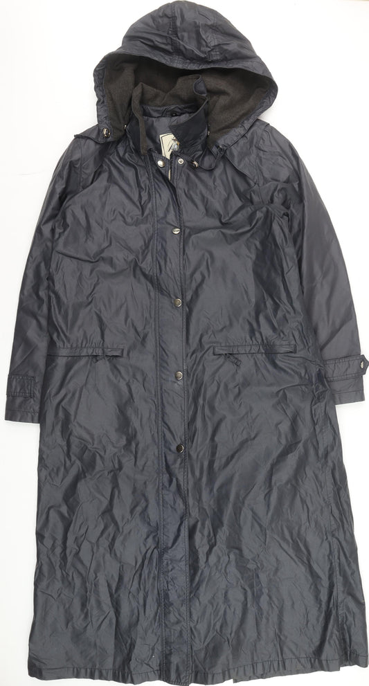 Four Seasons Men's Blue Waterproof Hooded Long Rain Coat M