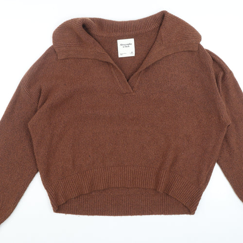 Abercrombie & Fitch Women’s Brown Collared Knit Pullover Jumper Size M