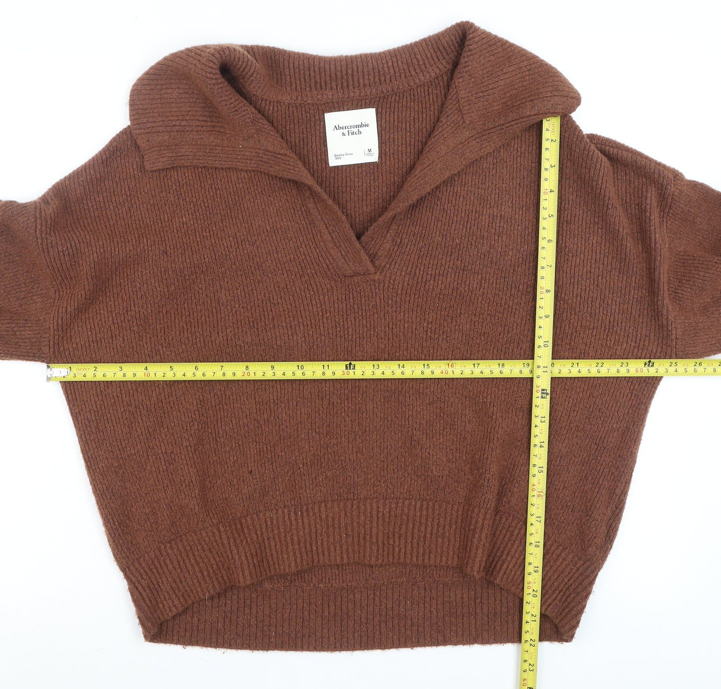 Abercrombie & Fitch Women’s Brown Collared Knit Pullover Jumper Size M