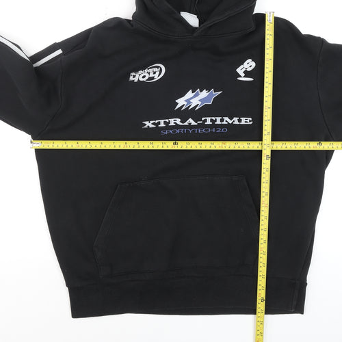 Bershka Men's Black XL Pullover Hoodie Graphic Print Sportswear