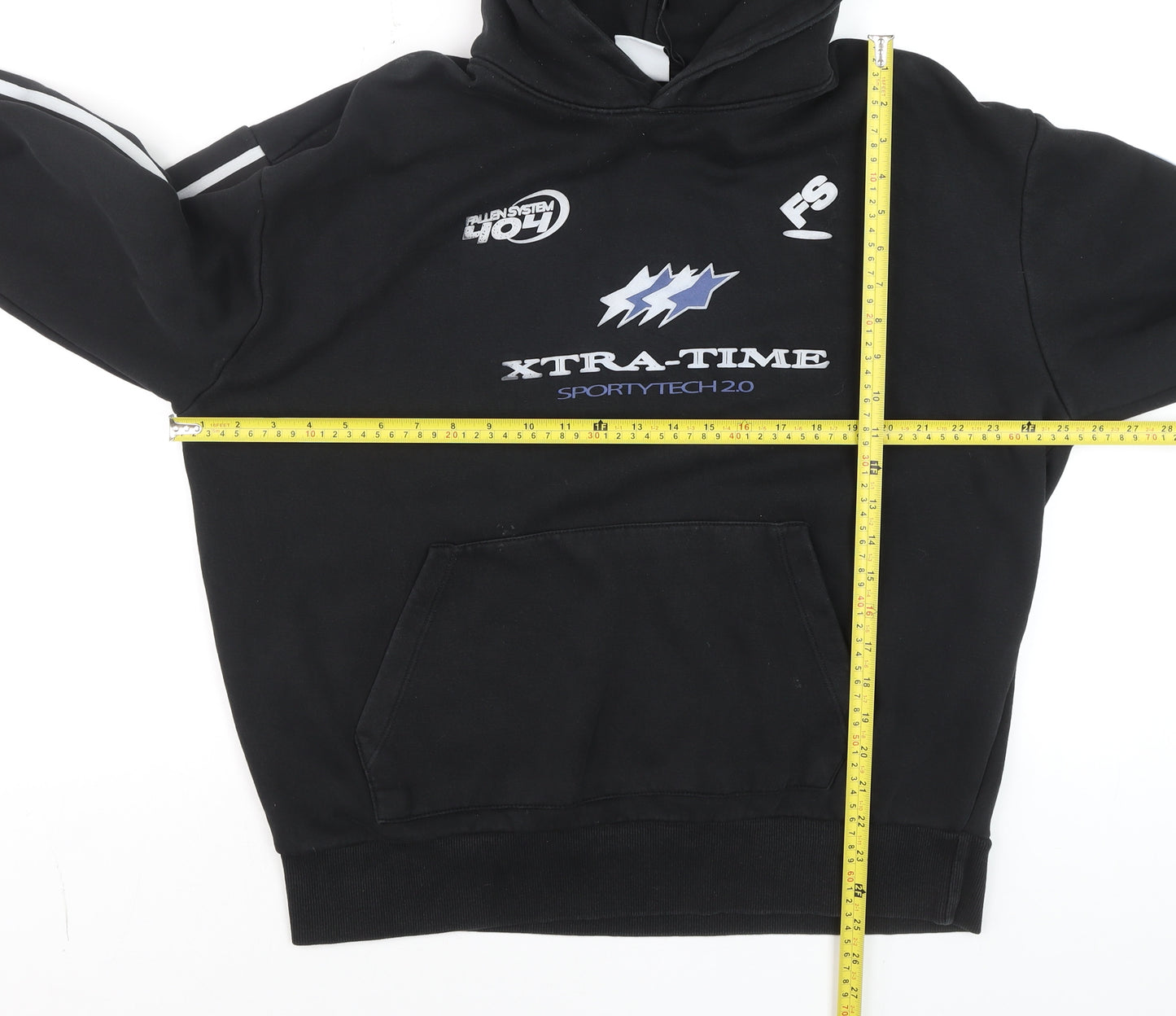 Bershka Men's Black XL Pullover Hoodie Graphic Print Sportswear