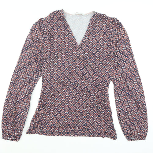 Boden Women's Multicoloured Wrap V-Neck Long Sleeve Blouse Size 10