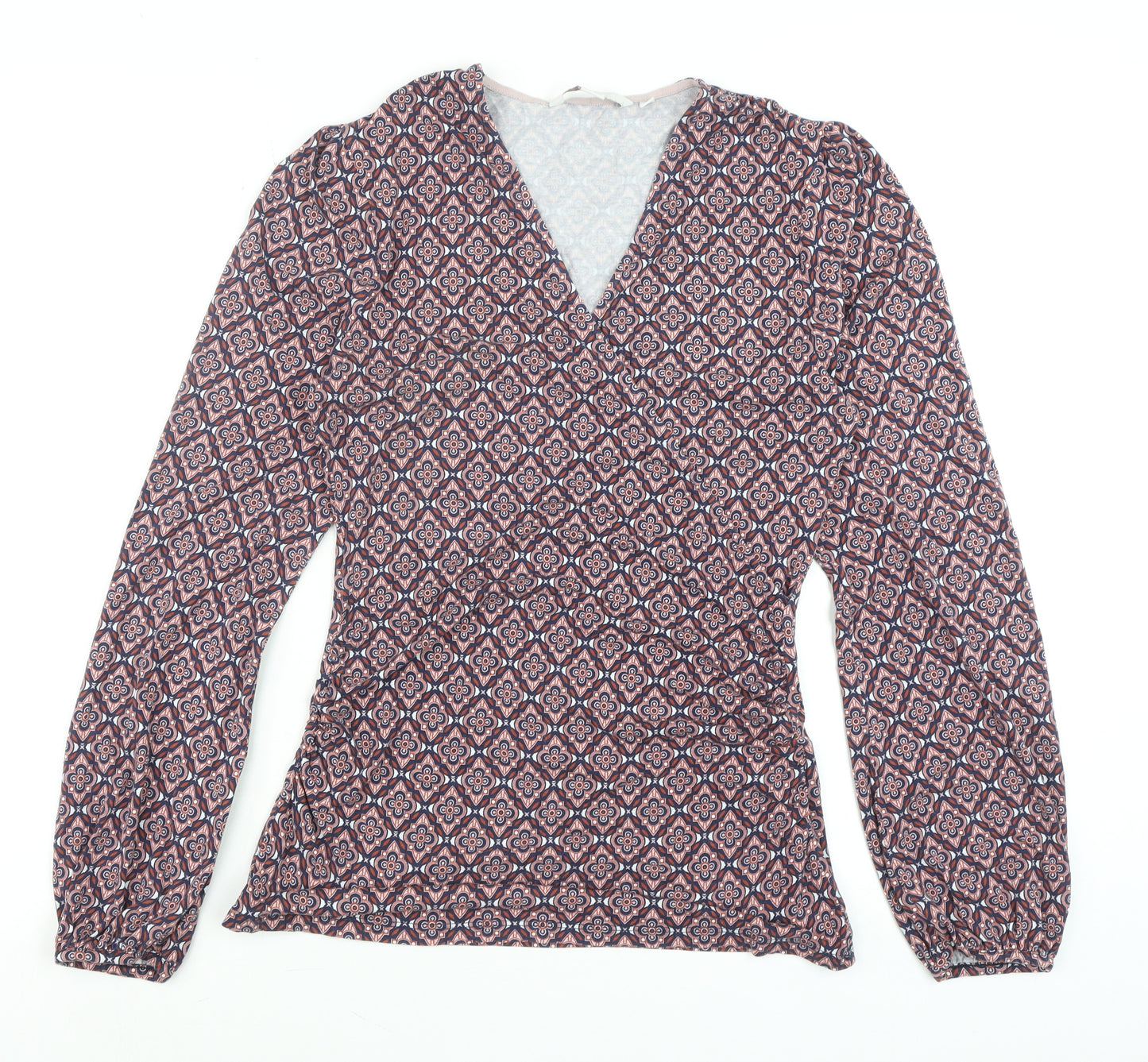 Boden Women's Multicoloured Wrap V-Neck Long Sleeve Blouse Size 10