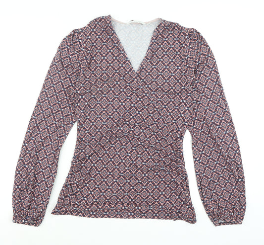 Boden Women's Multicoloured Wrap V-Neck Long Sleeve Blouse Size 10
