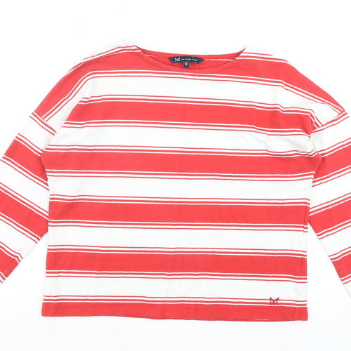 Crew Clothing Company Women’s Red White Striped Long Sleeve Cotton Top Size 12